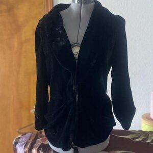 Y2K Bebe Black Velvet Jacket, Size M